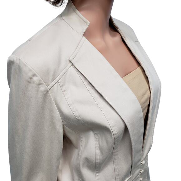 Reiss Poppy Blazer Jacket Size M/L Peplum Pleated Fitted Inverted Notch Collar - Picture 10 of 16